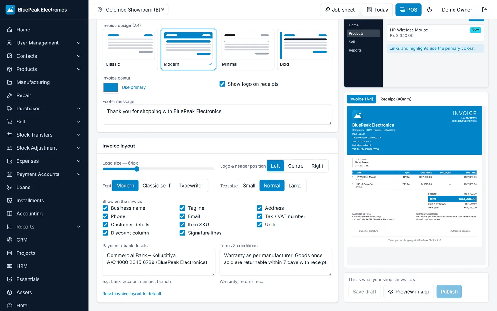 Invoice design studio